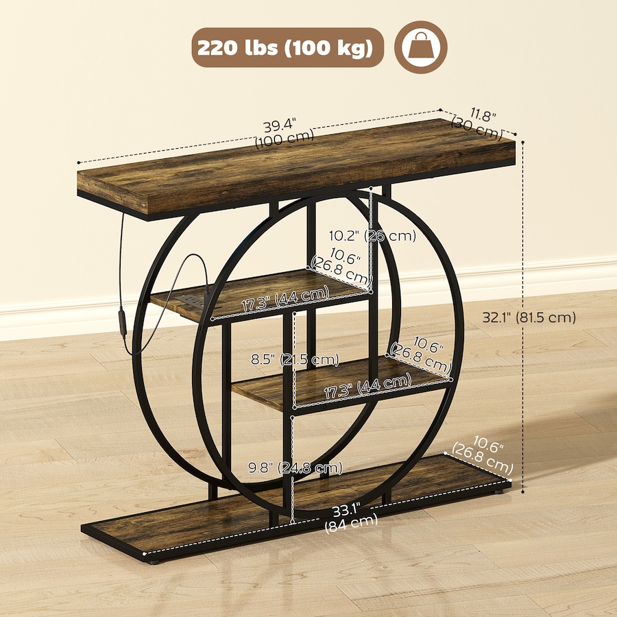 Image 980915_ALTMORE2.jpg, Product 980-915 / Price $129.99, HOMCOM Console Table with Charging Station, Entryway Table, Rustic Brown from HOMCOM on TSC.ca's Home & Garden department