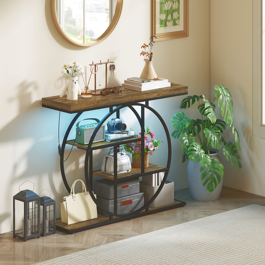Image 980915_ALTMORE7.jpg, Product 980-915 / Price $129.99, HOMCOM Console Table with Charging Station, Entryway Table, Rustic Brown from HOMCOM on TSC.ca's Home & Garden department
