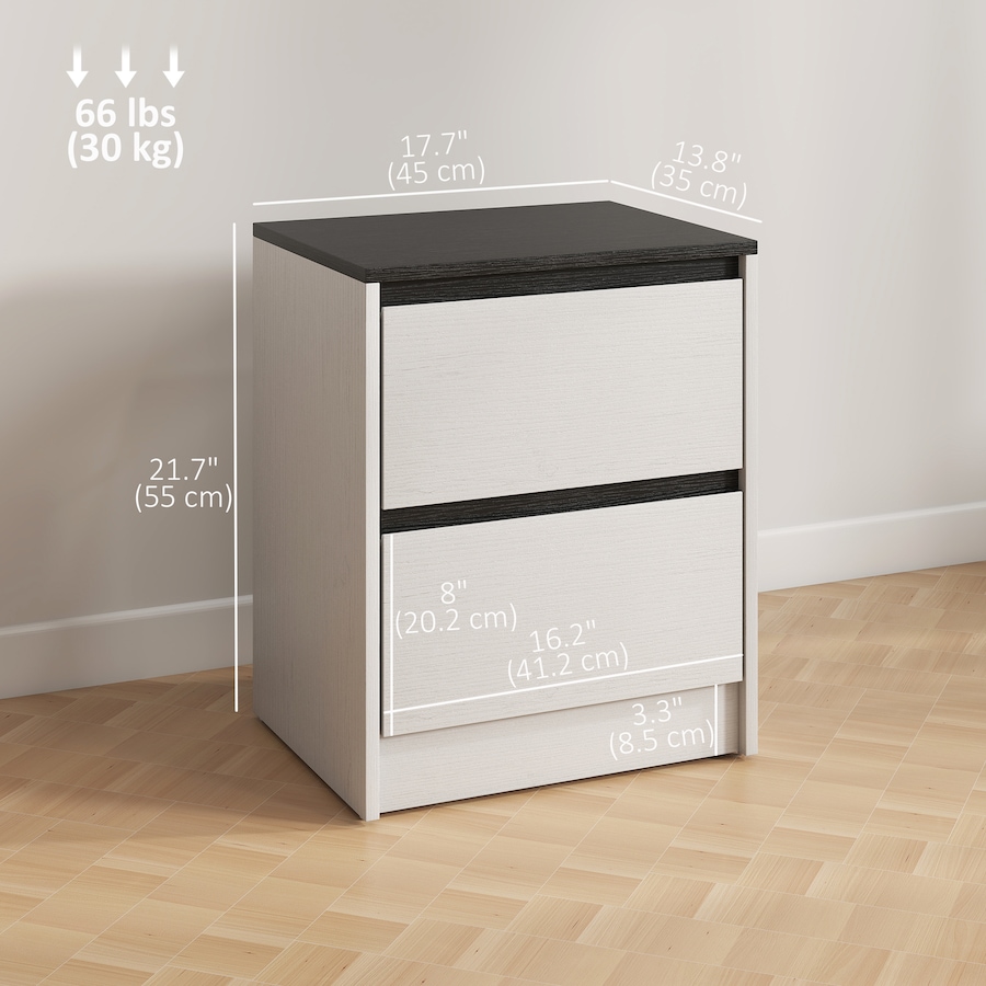 Image 980916_ALTMORE2.jpg, Product 980-916 / Price $149.99, HOMCOM Nightstands Set of 2, Modern Bedside Tables with 2 Drawers, White from HOMCOM on TSC.ca's Home & Garden department