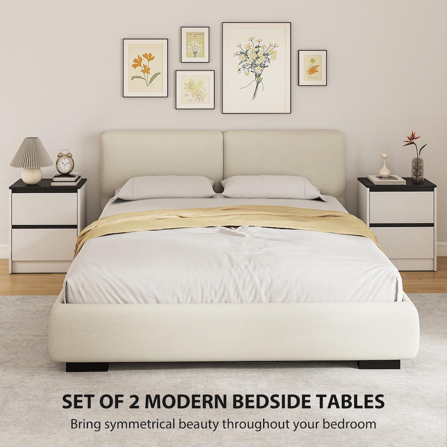 Image 980916_ALTMORE3.jpg, Product 980-916 / Price $149.99, HOMCOM Nightstands Set of 2, Modern Bedside Tables with 2 Drawers, White from HOMCOM on TSC.ca's Home & Garden department