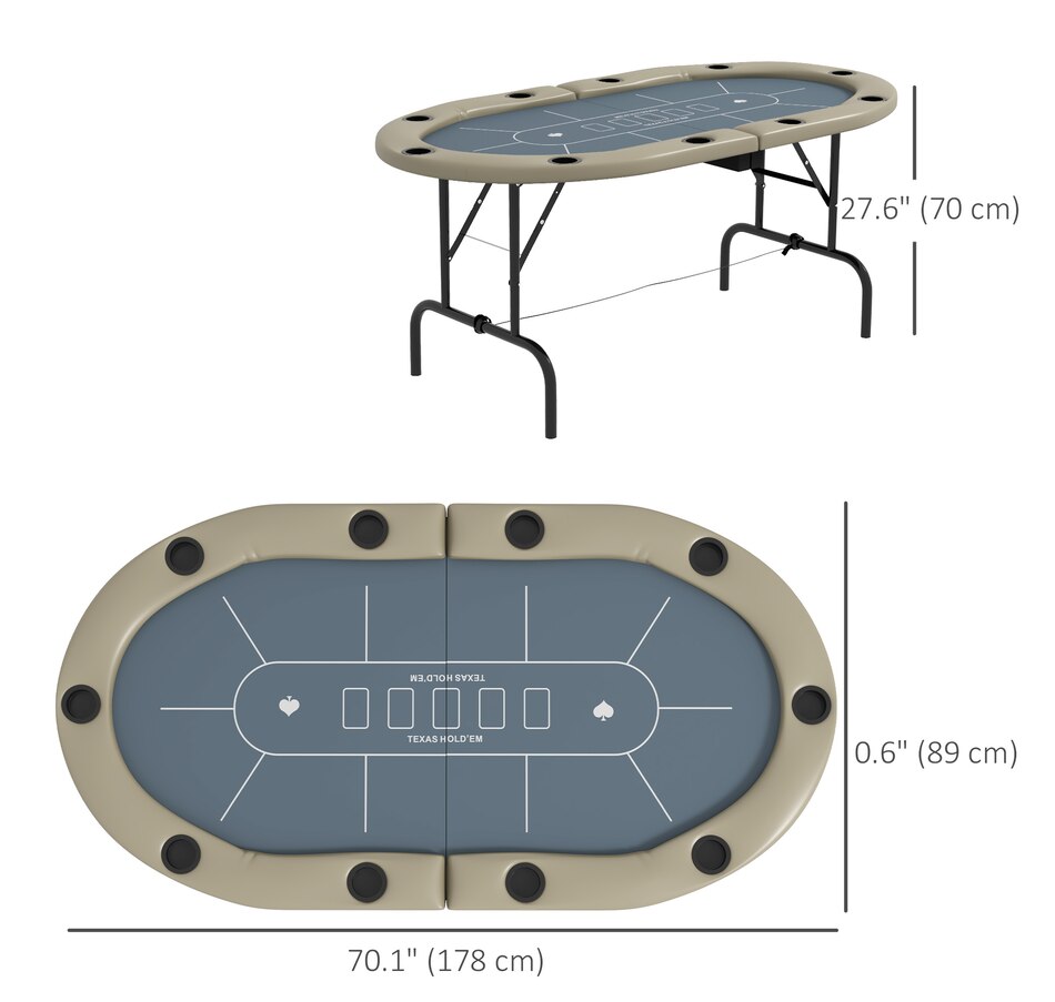Image 980923_ALTMORE2.jpg, Product 980-923 / Price $179.99, Soozier 70" Foldable Poker Table, 8 Player Blackjack Game Table, Blue from Soozier on TSC.ca's Toys & Hobbies department