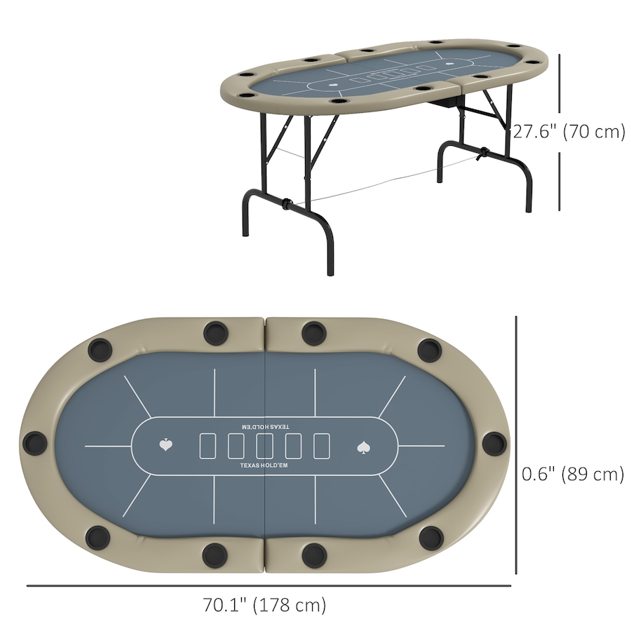 Image 980923_ALTMORE2.jpg, Product 980-923 / Price $189.99, Soozier 70" Foldable Poker Table, 8 Player Blackjack Game Table, Blue from Soozier on TSC.ca's Toys & Hobbies department