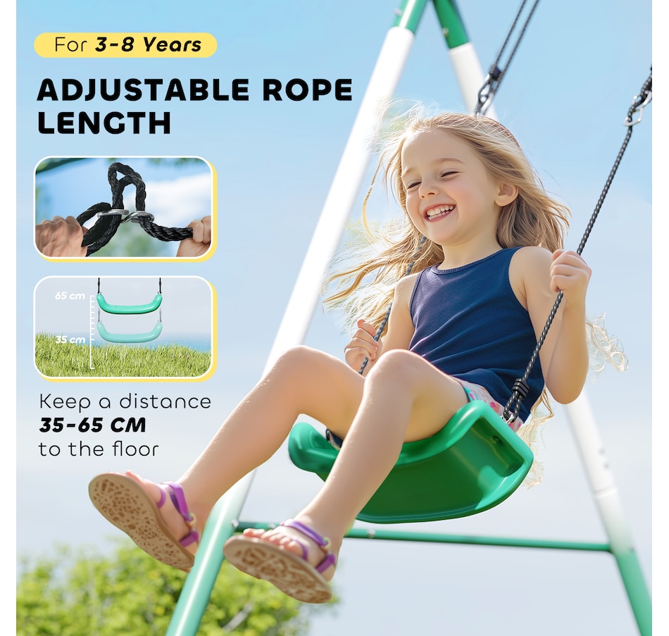 Image 980926_ALTMORE5.jpg, Product 980-926 / Price $349.99, Qaba Metal Swing Set with Slide, Heavy Duty Swing Set, Dark Green from Qaba on TSC.ca's Home & Garden department