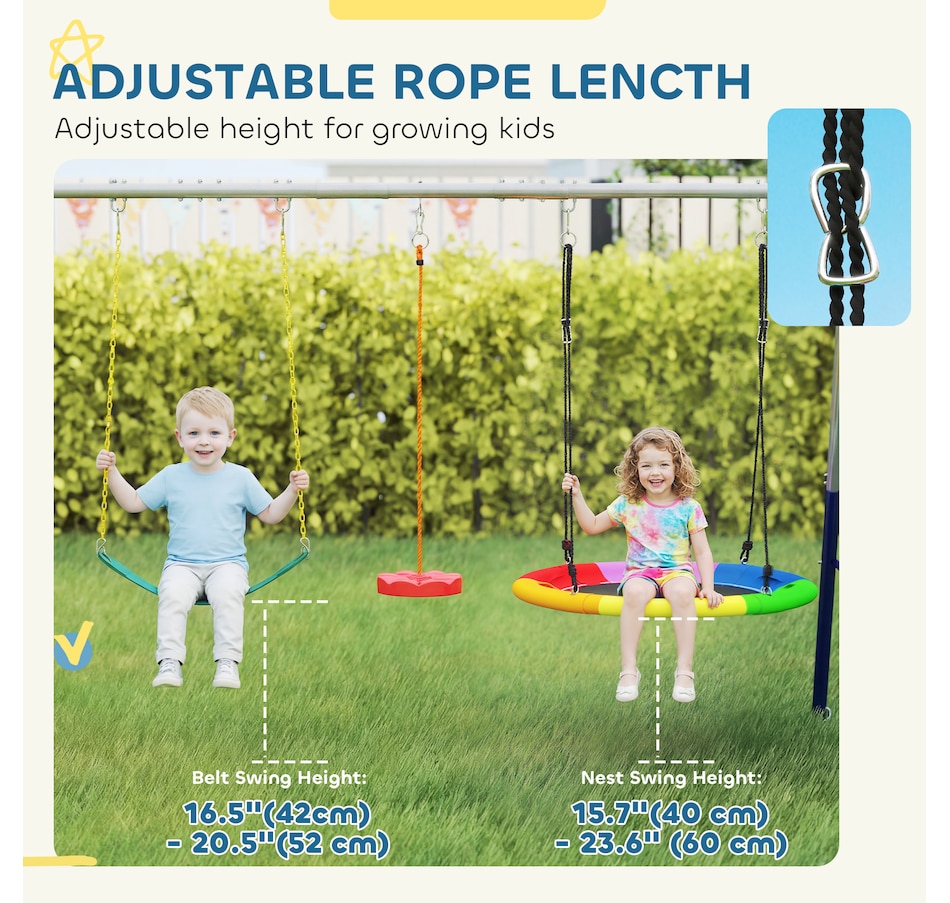 Image 980927_ALTMORE5.jpg, Product 980-927 / Price $369.99, Qaba 5-in-1 Kids Swing Set for Backyard with Slide, 770lbs Capacity, Multi from Qaba on TSC.ca's Home & Garden department