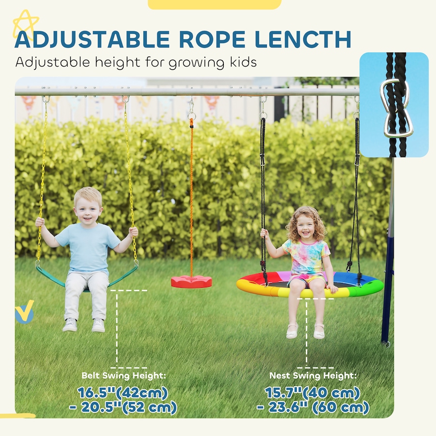 Image 980927_ALTMORE5.jpg, Product 980-927 / Price $299.99, Qaba 5-in-1 Kids Swing Set for Backyard with Slide, 770lbs Capacity, Multi from Qaba on TSC.ca's Home & Garden department