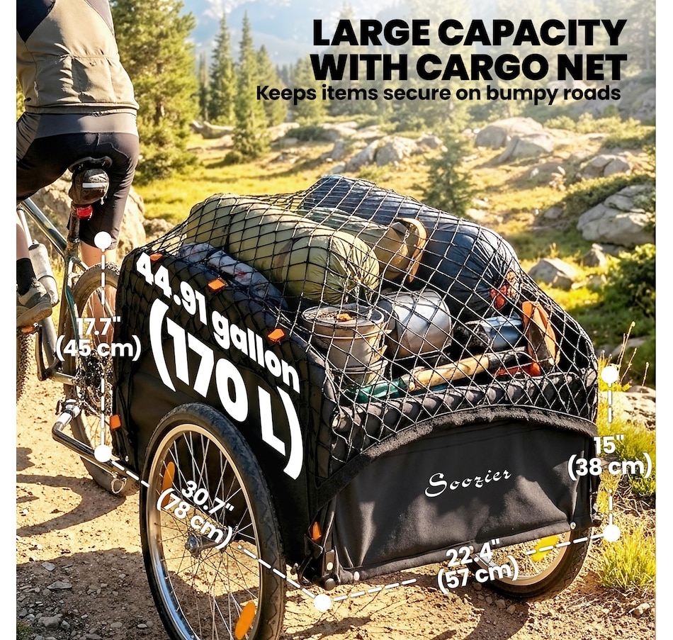 Image 980931_ALTMORE3.jpg, Product 980-931 / Price $159.99, Soozier Bike Cargo Trailer, 45 Gal Bicycle Trailer with Cargo Net from Soozier on TSC.ca's Home & Garden department