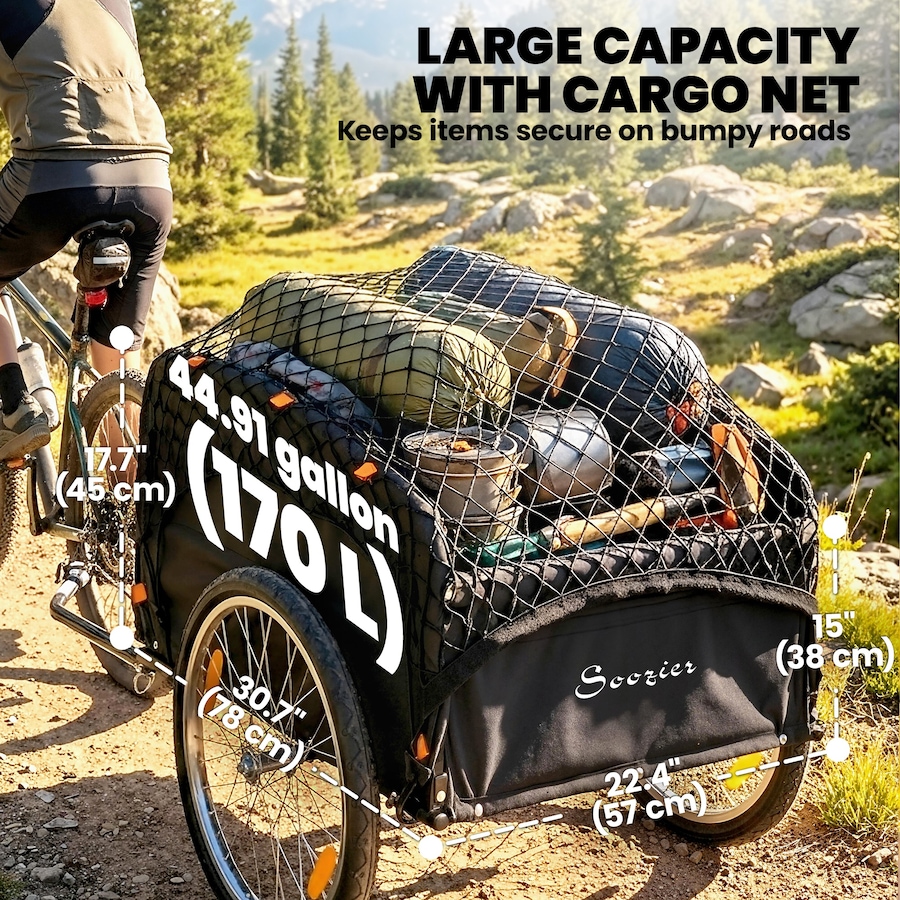 Image 980931_ALTMORE3.jpg, Product 980-931 / Price $163.99, Soozier Bike Cargo Trailer, 45 Gal Bicycle Trailer with Cargo Net from Soozier on TSC.ca's Home & Garden department