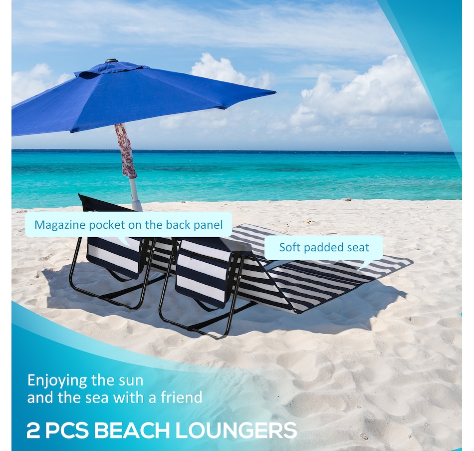 Image 980935_ALTMORE3.jpg, Product 980-935 / Price $69.99, Outsunny Foldable Lounge Chairs with Carry Strap Blue and White from Outsunny on TSC.ca's Health & Fitness department