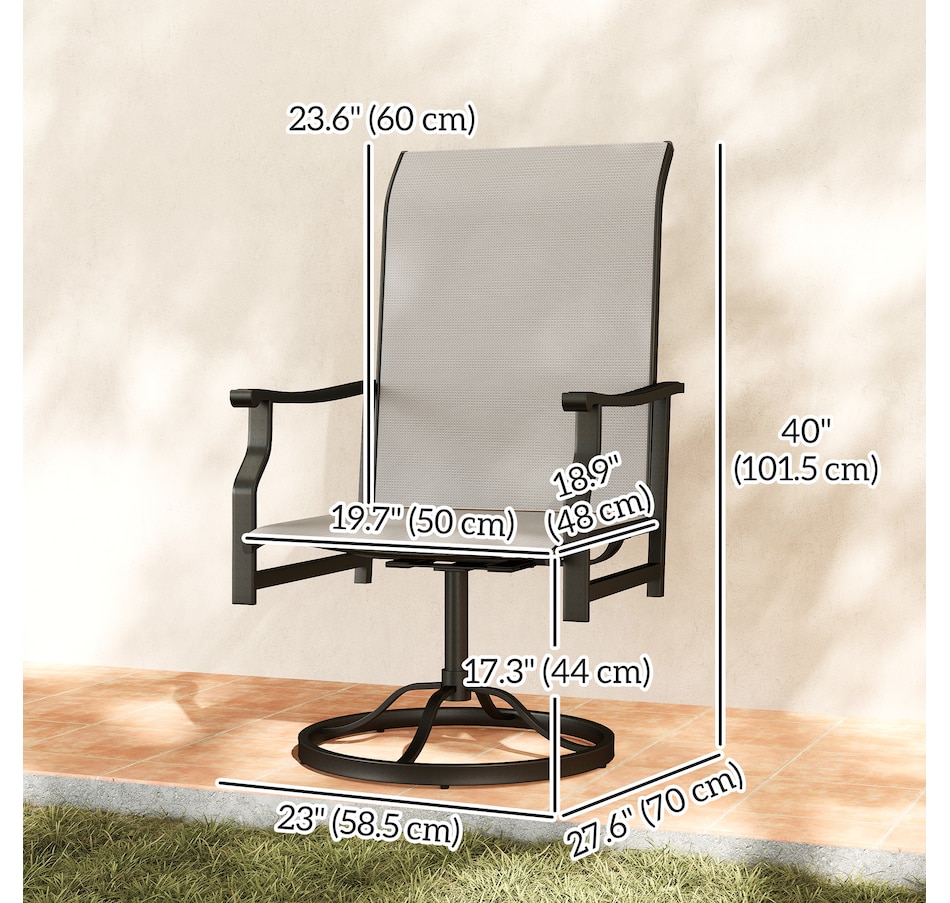 Image 980938_ALTMORE2.jpg, Product 980-938 / Price $199.99, Outsunny Patio Swivel Chair Set of 2, Swivel Rocker with High Back, Grey from Outsunny on TSC.ca's Home & Garden department
