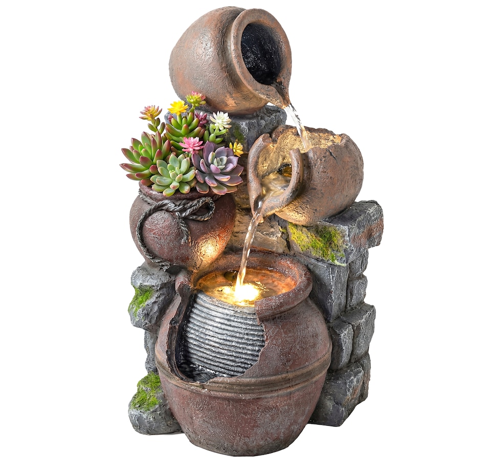 Image 980949.jpg, Product 980-949 / Price $164.99, Outsunny Outdoor Fountain with LED Lights, Cascading Rock Waterfall from Outsunny on TSC.ca's Home & Garden department