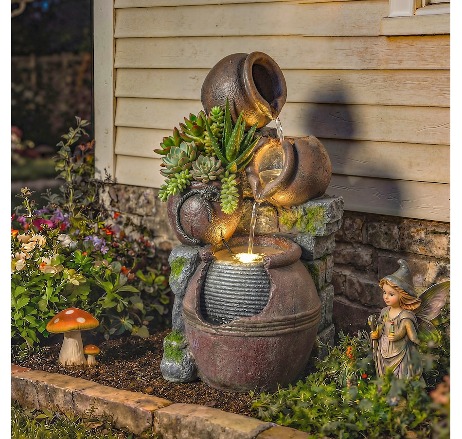 Image 980949_ALTMORE1.jpg, Product 980-949 / Price $164.99, Outsunny Outdoor Fountain with LED Lights, Cascading Rock Waterfall from Outsunny on TSC.ca's Home & Garden department