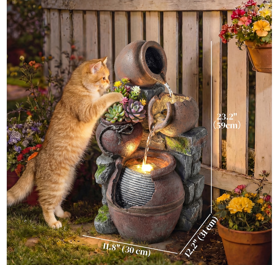 Image 980949_ALTMORE2.jpg, Product 980-949 / Price $164.99, Outsunny Outdoor Fountain with LED Lights, Cascading Rock Waterfall from Outsunny on TSC.ca's Home & Garden department