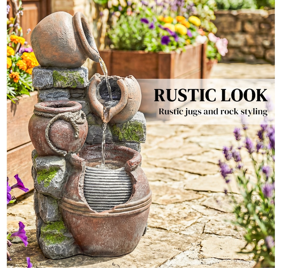 Image 980949_ALTMORE3.jpg, Product 980-949 / Price $164.99, Outsunny Outdoor Fountain with LED Lights, Cascading Rock Waterfall from Outsunny on TSC.ca's Home & Garden department
