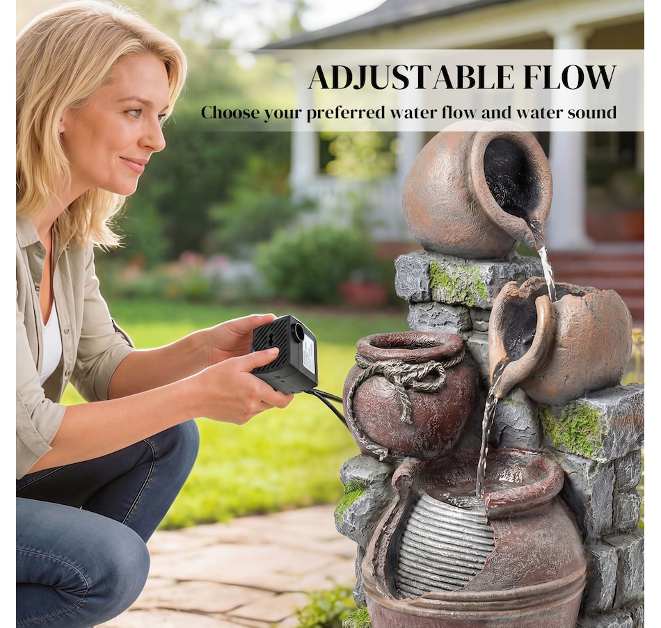 Image 980949_ALTMORE6.jpg, Product 980-949 / Price $164.99, Outsunny Outdoor Fountain with LED Lights, Cascading Rock Waterfall from Outsunny on TSC.ca's Home & Garden department