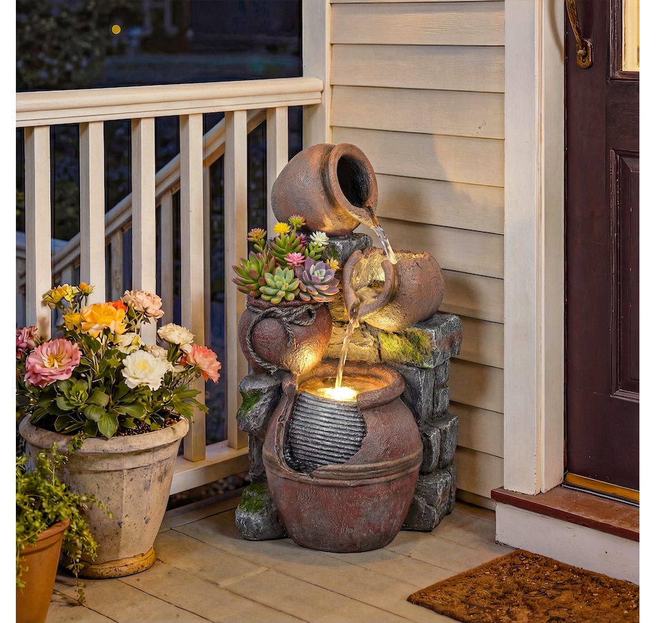 Image 980949_ALTMORE8.jpg, Product 980-949 / Price $164.99, Outsunny Outdoor Fountain with LED Lights, Cascading Rock Waterfall from Outsunny on TSC.ca's Home & Garden department