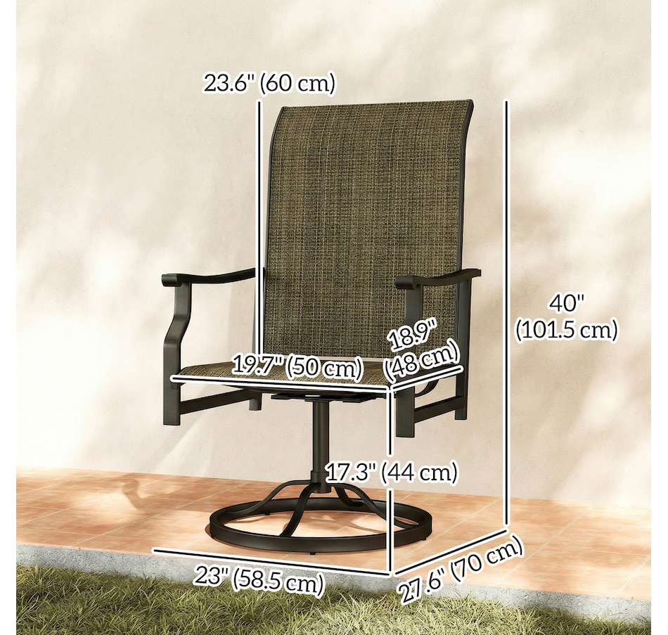 Image 980960_ALTMORE2.jpg, Product 980-960 / Price $219.99, Outsunny Patio Swivel Chair Set of 2, Swivel Rocker with High Back, Brown from Outsunny on TSC.ca's Home & Garden department