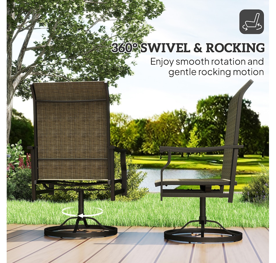 Image 980960_ALTMORE3.jpg, Product 980-960 / Price $219.99, Outsunny Patio Swivel Chair Set of 2, Swivel Rocker with High Back, Brown from Outsunny on TSC.ca's Home & Garden department