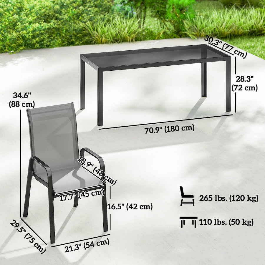 Image 980964_ALTMORE2.jpg, Product 980-964 / Price $479.99, Outsunny 9PCS Patio Dining Set Patio Table and Stackable Chairs, Light Grey from Outsunny on TSC.ca's Home & Garden department