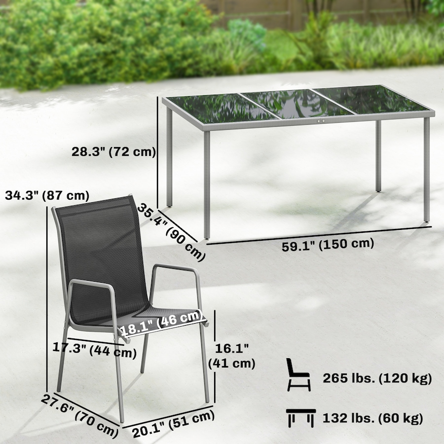 Image 980970_ALTMORE2.jpg, Product 980-970 / Price $419.99, Outsunny 7 Piece Garden Dining Set with 6 Stackable Chairs, Black from Outsunny on TSC.ca's Home & Garden department