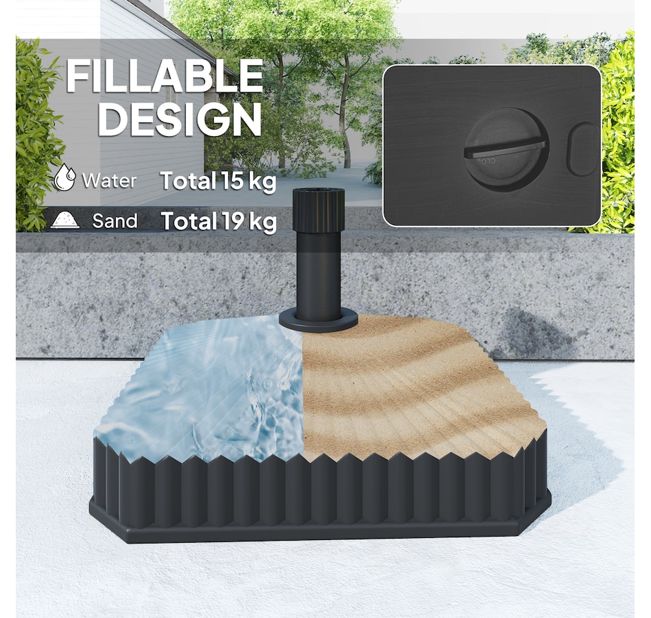 Image 980972_ALTMORE3.jpg, Product 980-972 / Price $44.99, Outsunny Patio Umbrella Base Umbrella Stand, Sand/Water Filled, Black from Outsunny on TSC.ca's Home & Garden department