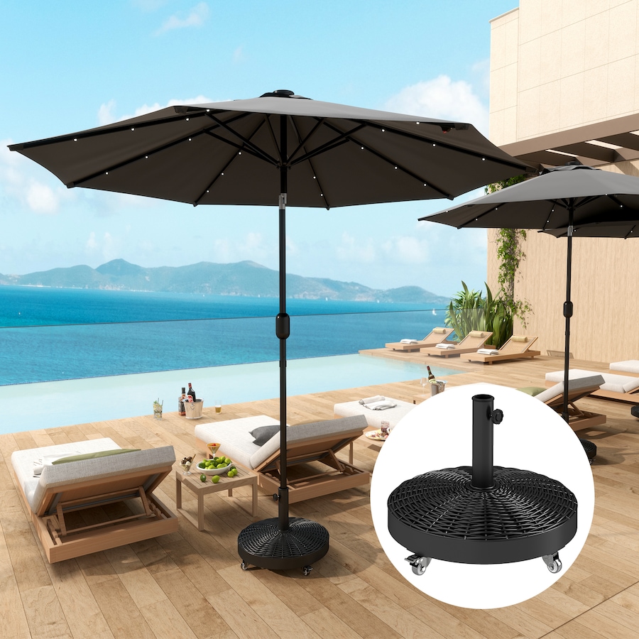 Image 980976_ALTMORE1.jpg, Product 980-976 / Price $94.99, Outsunny Round Umbrella Base with Wheels, Cement-Filled 55 lbs, Black from Outsunny on TSC.ca's Home & Garden department