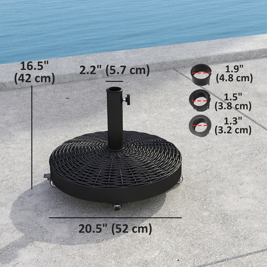 Image 980976_ALTMORE2.jpg, Product 980-976 / Price $94.99, Outsunny Round Umbrella Base with Wheels, Cement-Filled 55 lbs, Black from Outsunny on TSC.ca's Home & Garden department