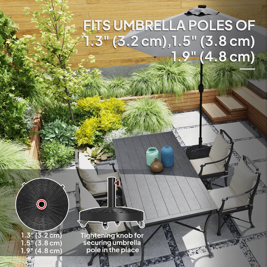 Image 980976_ALTMORE3.jpg, Product 980-976 / Price $94.99, Outsunny Round Umbrella Base with Wheels, Cement-Filled 55 lbs, Black from Outsunny on TSC.ca's Home & Garden department