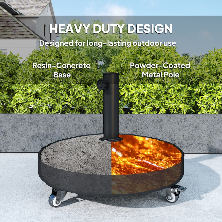 Image 980976_ALTMORE4.jpg, Product 980-976 / Price $94.99, Outsunny Round Umbrella Base with Wheels, Cement-Filled 55 lbs, Black from Outsunny on TSC.ca's Home & Garden department
