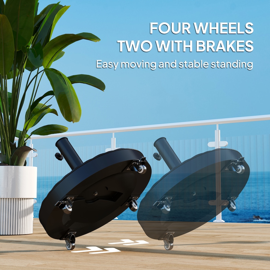 Image 980976_ALTMORE5.jpg, Product 980-976 / Price $94.99, Outsunny Round Umbrella Base with Wheels, Cement-Filled 55 lbs, Black from Outsunny on TSC.ca's Home & Garden department
