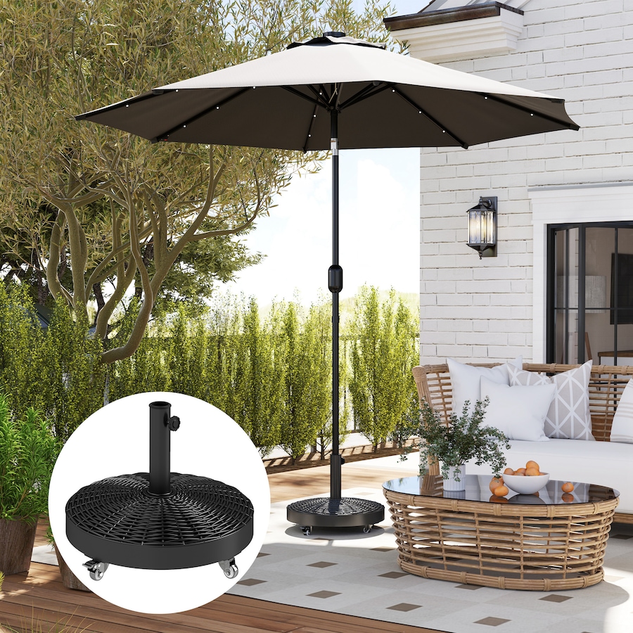 Image 980976_ALTMORE7.jpg, Product 980-976 / Price $94.99, Outsunny Round Umbrella Base with Wheels, Cement-Filled 55 lbs, Black from Outsunny on TSC.ca's Home & Garden department