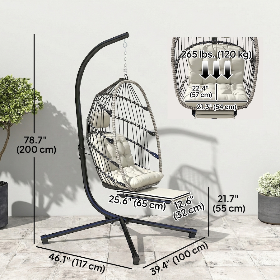 Image 980977_ALTMORE2.jpg, Product 980-977 / Price $339.99, Outsunny Hanging Egg Chair w/ Retractable Footrest, Light Grey from Outsunny on TSC.ca's Home & Garden department