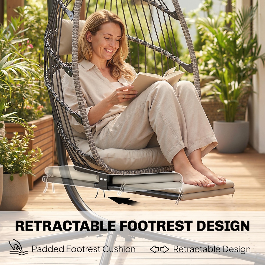 Image 980977_ALTMORE3.jpg, Product 980-977 / Price $339.99, Outsunny Hanging Egg Chair w/ Retractable Footrest, Light Grey from Outsunny on TSC.ca's Home & Garden department