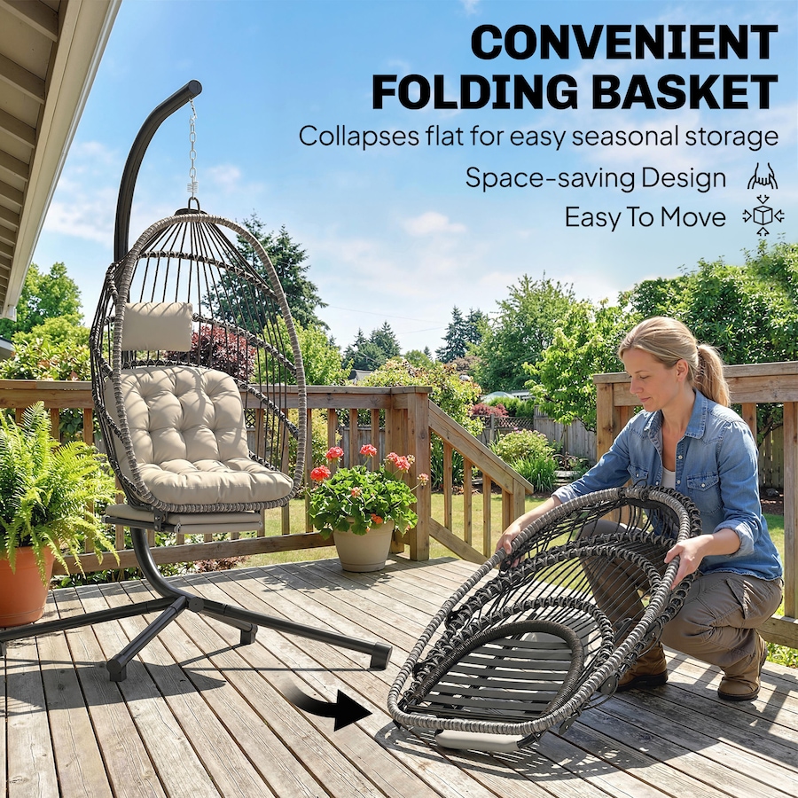 Image 980977_ALTMORE4.jpg, Product 980-977 / Price $339.99, Outsunny Hanging Egg Chair w/ Retractable Footrest, Light Grey from Outsunny on TSC.ca's Home & Garden department