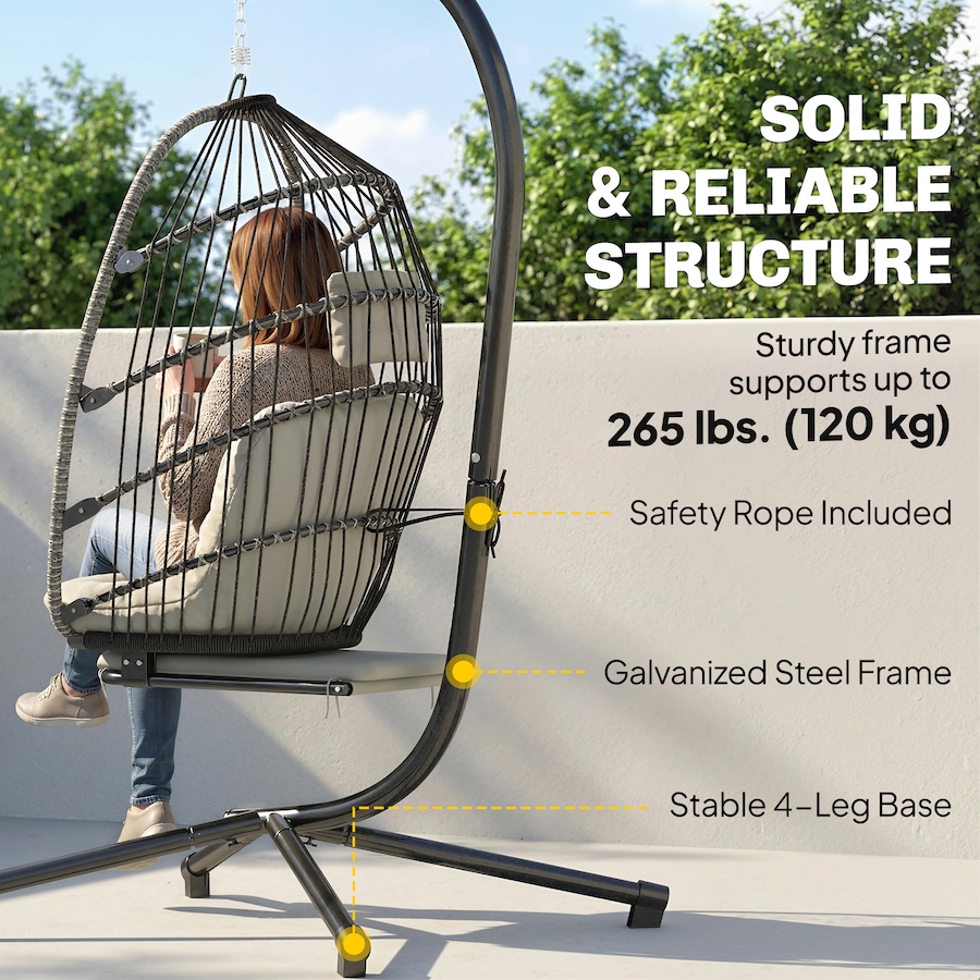 Image 980977_ALTMORE6.jpg, Product 980-977 / Price $339.99, Outsunny Hanging Egg Chair w/ Retractable Footrest, Light Grey from Outsunny on TSC.ca's Home & Garden department