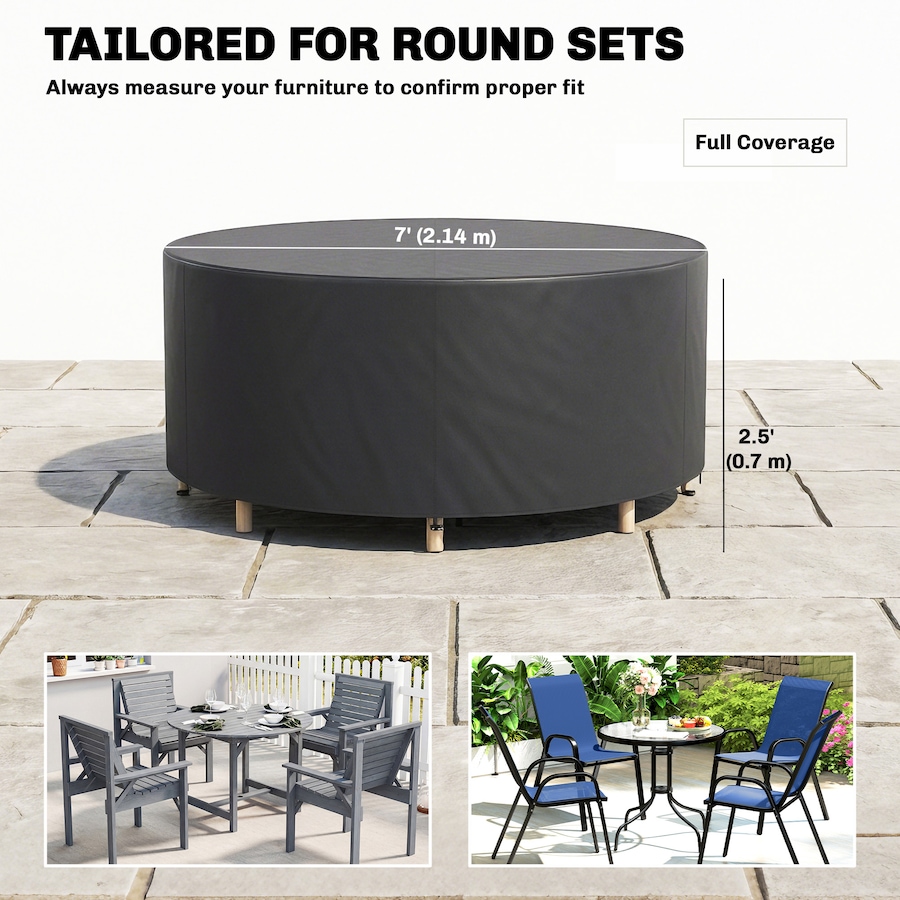 Image 980980_ALTMORE2.jpg, Product 980-980 / Price $33.99, Outsunny Round Outdoor Patio Furniture Cover for Weather Protection, Black from Outsunny on TSC.ca's Home & Garden department