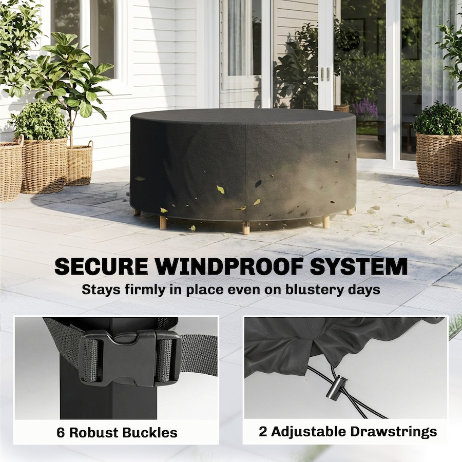 Image 980980_ALTMORE4.jpg, Product 980-980 / Price $33.99, Outsunny Round Outdoor Patio Furniture Cover for Weather Protection, Black from Outsunny on TSC.ca's Home & Garden department