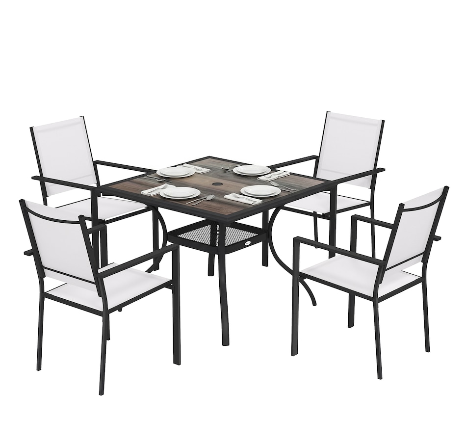 Image 980986.jpg, Product 980-986 / Price $359.99, Outsunny 5 Piece Patio Dining Set, Dining Table and 4 Stackable Chairs from Outsunny on TSC.ca's Home & Garden department