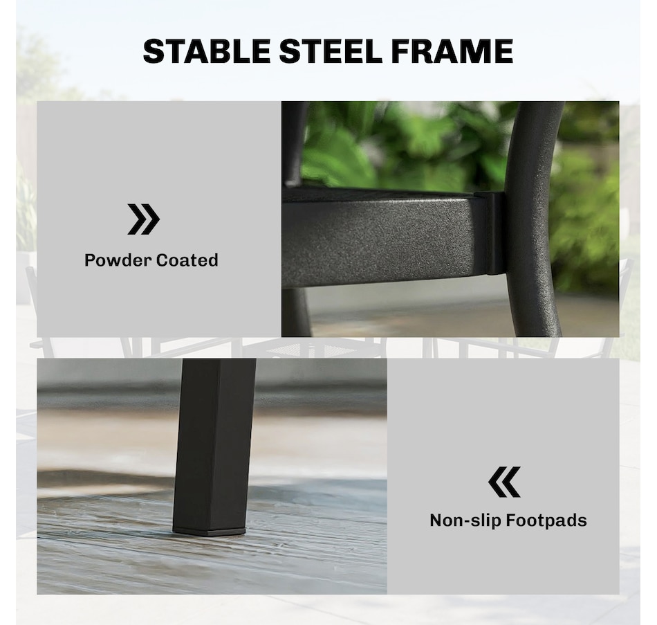 Image 980986_ALTMORE6.jpg, Product 980-986 / Price $359.99, Outsunny 5 Piece Patio Dining Set, Dining Table and 4 Stackable Chairs from Outsunny on TSC.ca's Home & Garden department