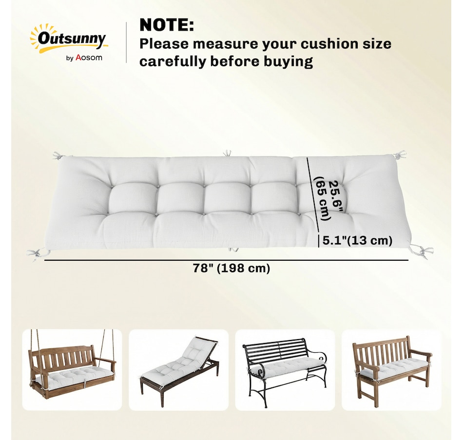 Image 980988_ALTMORE2.jpg, Product 980-988 / Price $79.99, Outsunny Patio Lounge Chair Cushion with Securing Straps, Cream White from Outsunny on TSC.ca's Home & Garden department
