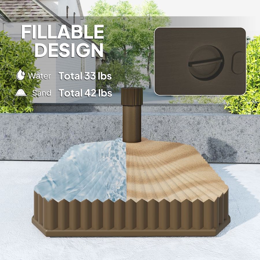 Image 980989_ALTMORE3.jpg, Product 980-989 / Price $46.99, Outsunny Patio Umbrella Base Umbrella Stand, Sand/Water Filled, Brown from Outsunny on TSC.ca's Home & Garden department