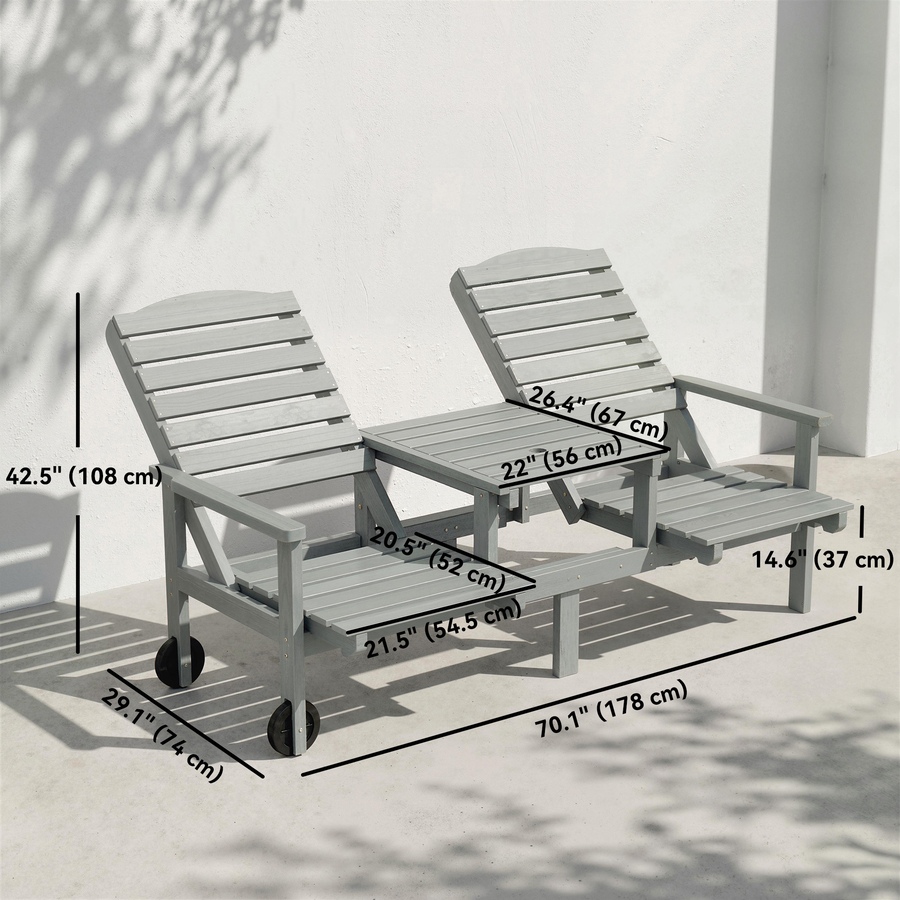 Image 980990_ALTMORE2.jpg, Product 980-990 / Price $179.99, Outsunny Outdoor Bench Loveseat with 3-Position High Back and Wheels, Grey from Outsunny on TSC.ca's Home & Garden department