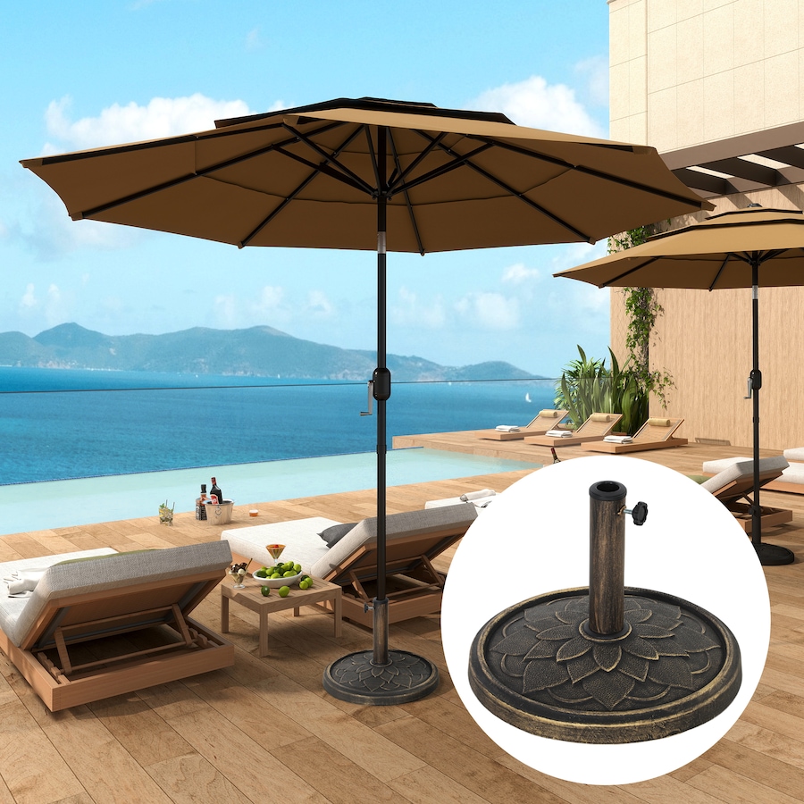 Image 980996_ALTMORE1.jpg, Product 980-996 / Price $64.99, Outsunny Round Patio Umbrella Base, 26 lbs Resin Umbrella Stand, Bronze from Outsunny on TSC.ca's Home & Garden department