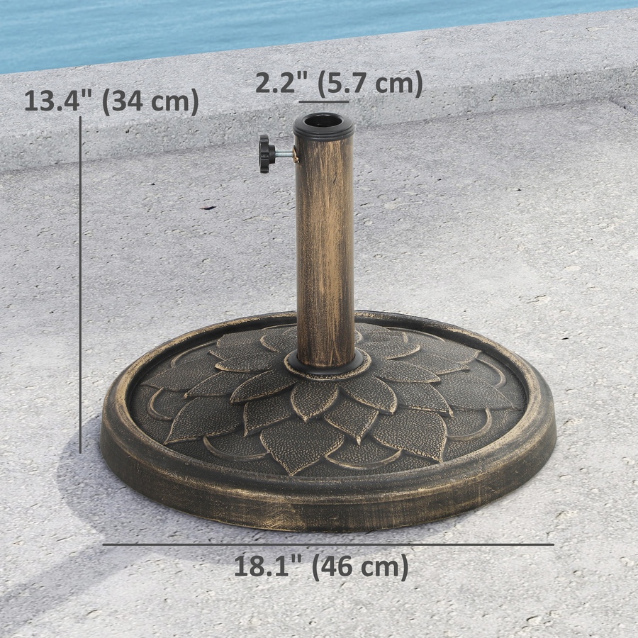 Image 980996_ALTMORE2.jpg, Product 980-996 / Price $64.99, Outsunny Round Patio Umbrella Base, 26 lbs Resin Umbrella Stand, Bronze from Outsunny on TSC.ca's Home & Garden department