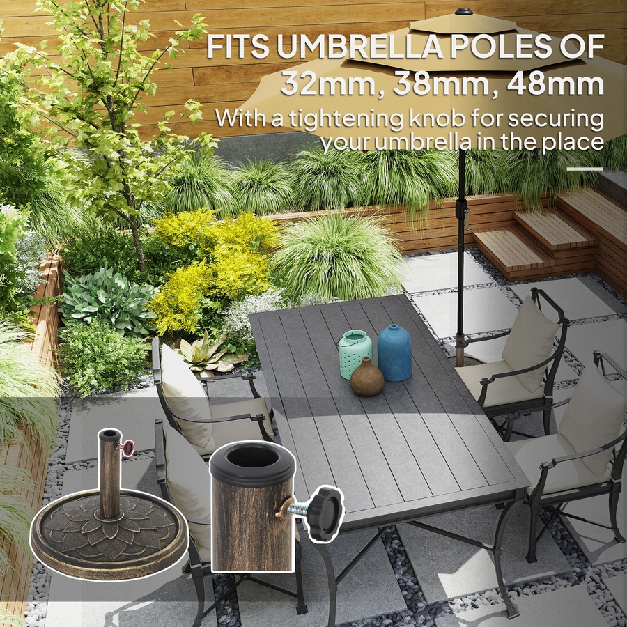 Image 980996_ALTMORE3.jpg, Product 980-996 / Price $64.99, Outsunny Round Patio Umbrella Base, 26 lbs Resin Umbrella Stand, Bronze from Outsunny on TSC.ca's Home & Garden department
