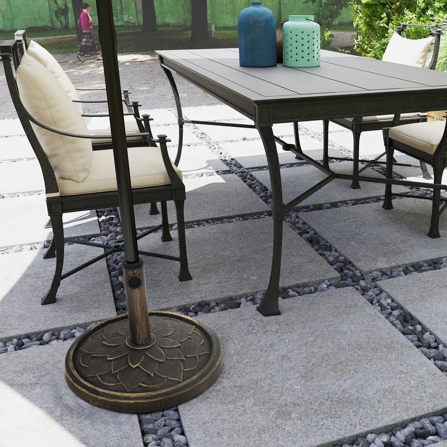 Image 980996_ALTMORE7.jpg, Product 980-996 / Price $64.99, Outsunny Round Patio Umbrella Base, 26 lbs Resin Umbrella Stand, Bronze from Outsunny on TSC.ca's Home & Garden department