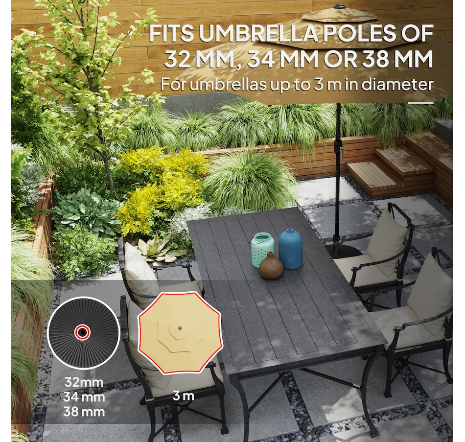 Image 981002_ALTMORE4.jpg, Product 981-002 / Price $54.99, Outsunny Round Patio Umbrella Base Umbrella Stand, Sand/Water Filled, Black from Outsunny on TSC.ca's Home & Garden department