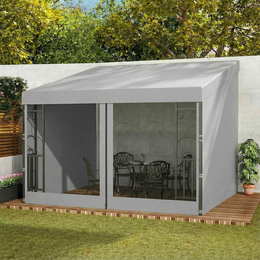 Image 981006_ALTMORE1.jpg, Product 981-006 / Price $249.99, Outsunny 10' x 10' Wall Mounted Pergola Gazebo with Curtains and Nettings from Outsunny on TSC.ca's Home & Garden department