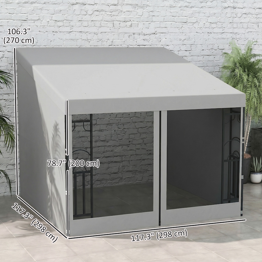 Image 981006_ALTMORE2.jpg, Product 981-006 / Price $249.99, Outsunny 10' x 10' Wall Mounted Pergola Gazebo with Curtains and Nettings from Outsunny on TSC.ca's Home & Garden department