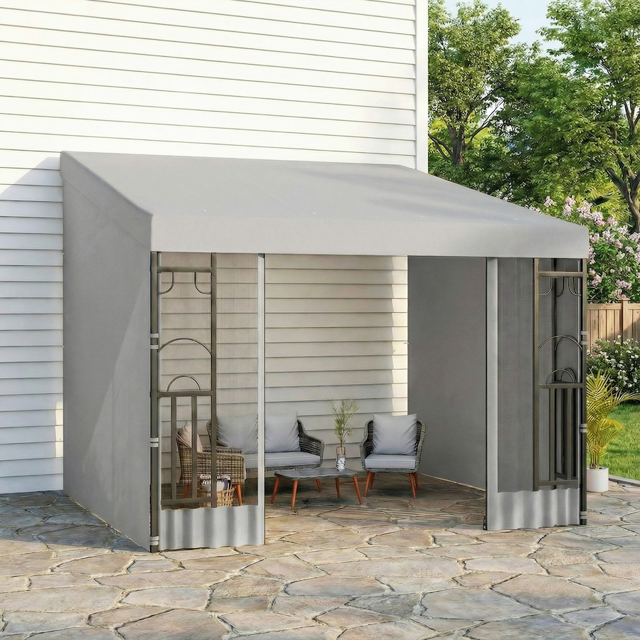 Image 981006_ALTMORE6.jpg, Product 981-006 / Price $249.99, Outsunny 10' x 10' Wall Mounted Pergola Gazebo with Curtains and Nettings from Outsunny on TSC.ca's Home & Garden department