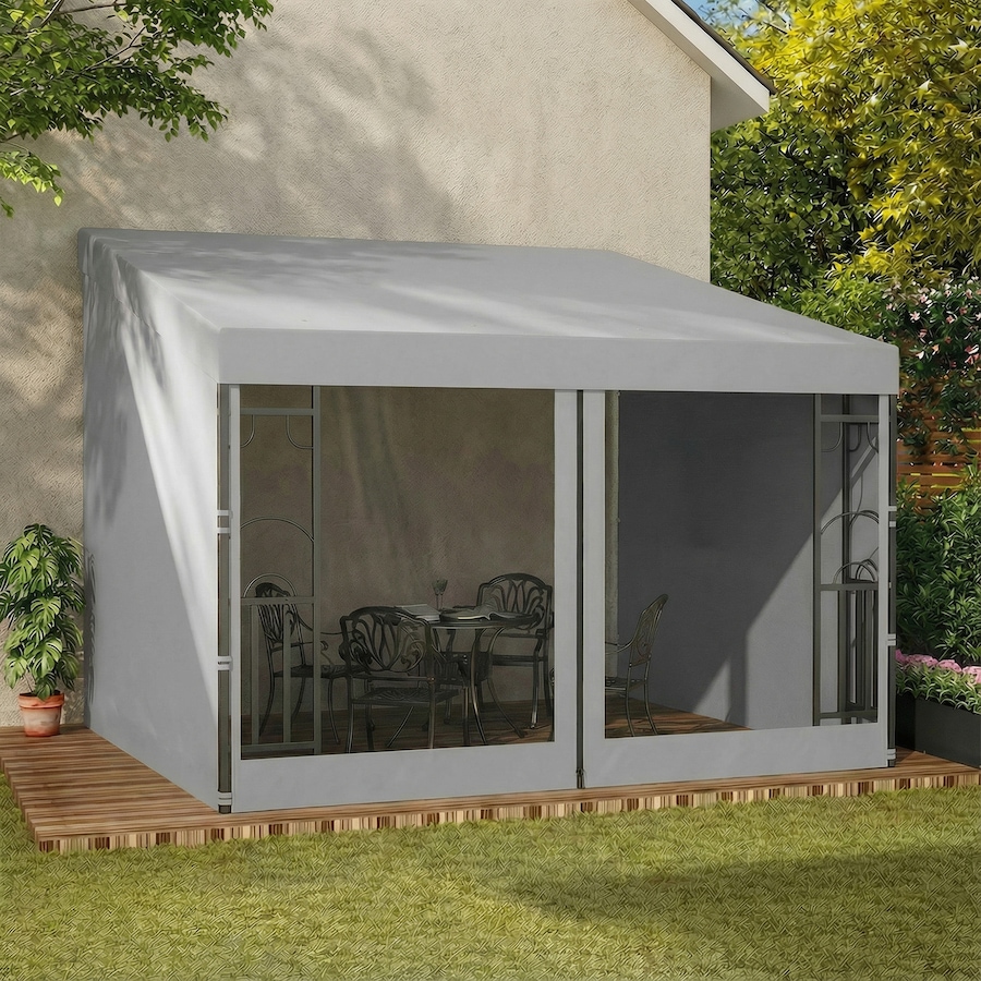 Image 981006_ALTMORE7.jpg, Product 981-006 / Price $249.99, Outsunny 10' x 10' Wall Mounted Pergola Gazebo with Curtains and Nettings from Outsunny on TSC.ca's Home & Garden department